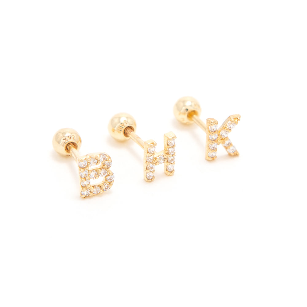 Lunne 14K Shining Initial Piercing (14K Gold) #E08 (B Type)