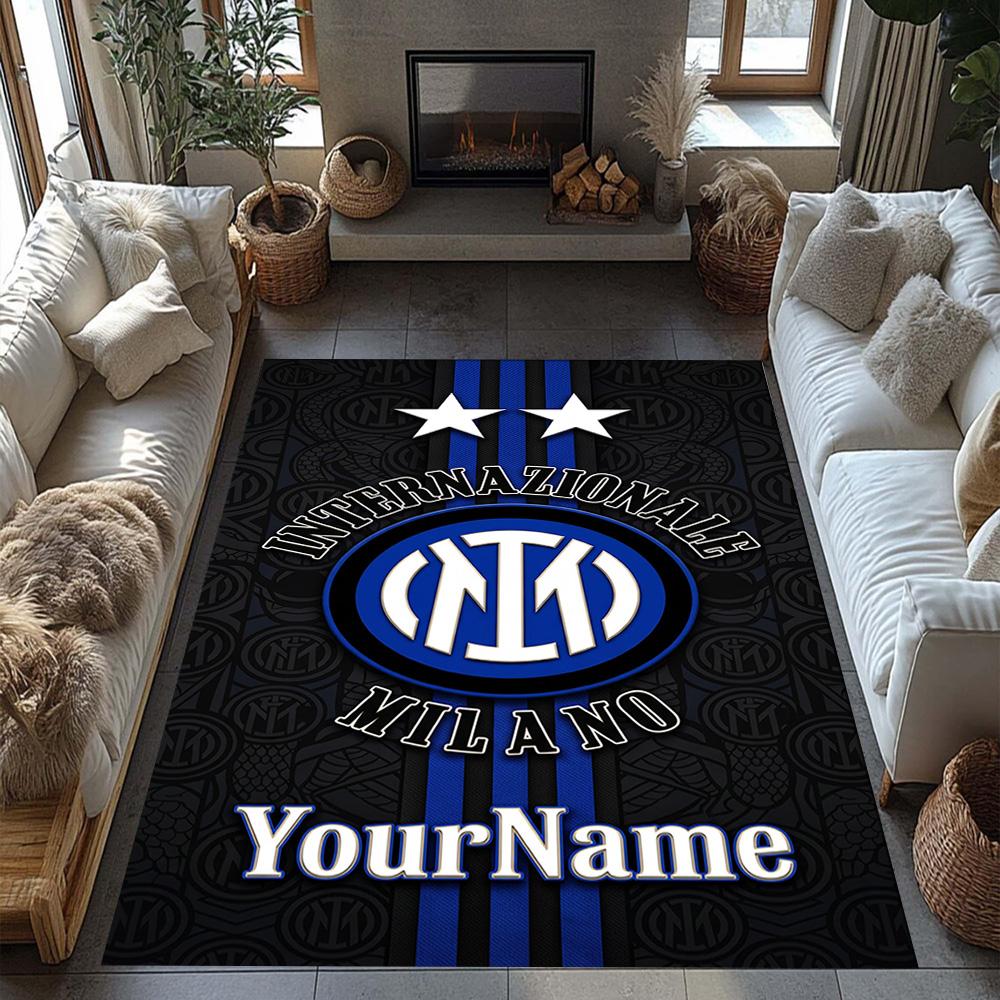 Inter Milan Personalized Text Floor Rug Office Rug Suitable for Living Rooms Study room Balcony Decorate room Antislip Carpet Anime Office Decor