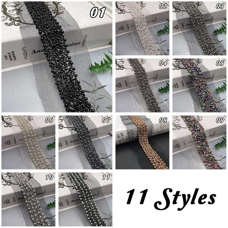 Perlenbesetztes Spitzenband Spitzenstoff Perlenfransenbesatz Bestickte Kragendekoration Afrikanischer Spitzenstoff Nähen DIY Handwerk