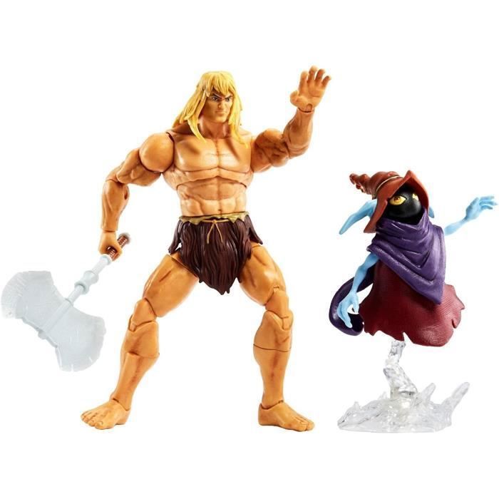 Figurines - mattel - savage he-man et orko - 30 points d'articulation - accessoires inclus