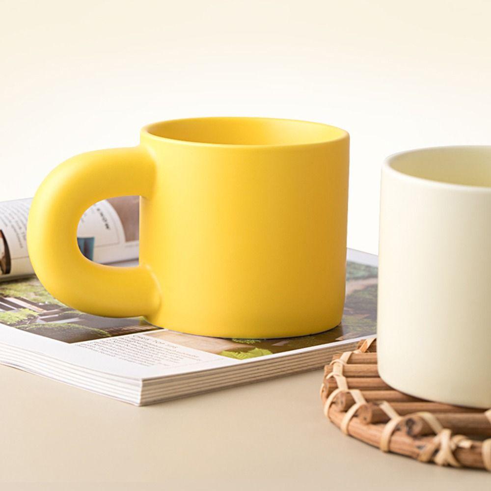 Ceramic Pink Coffee Mug Fat Round Handgrip Milk Container Creative Novelty Cups  Juice