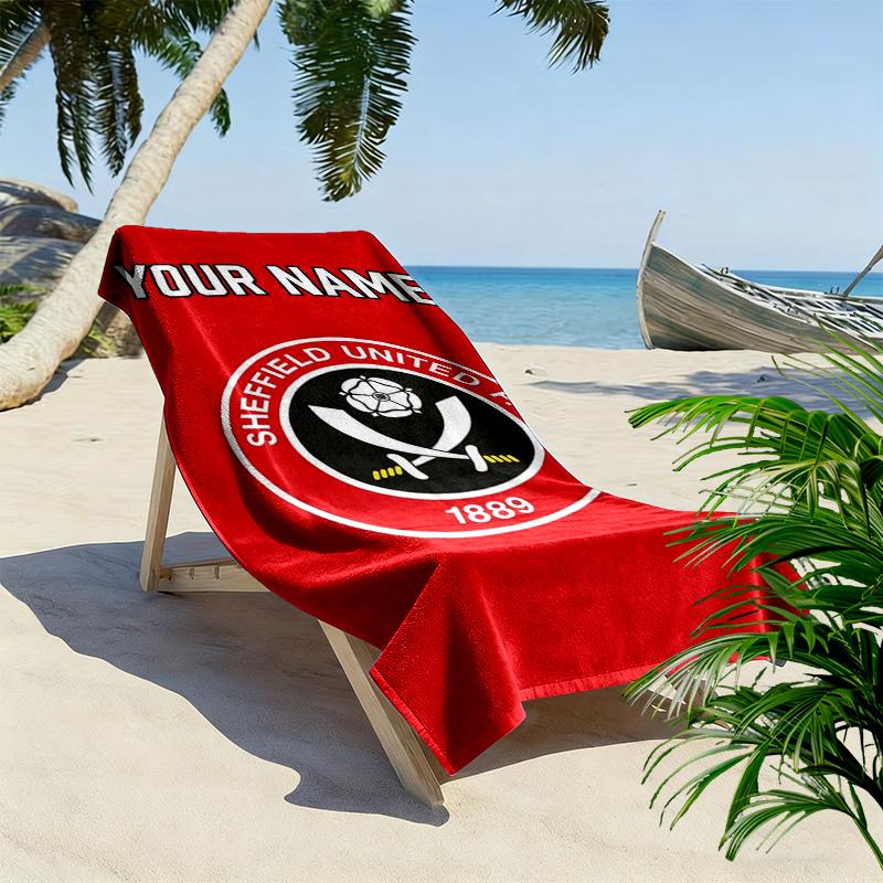 Custom Name Sheffield Fc Print Beach Towel, Large Soft Quick Dry Towel for Beach Camping Swimming