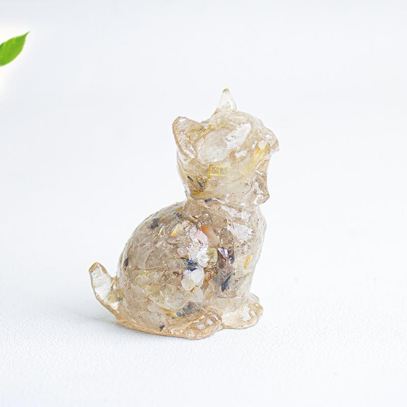 Crystal Resin Animal Decor Hatching Cat Office Home Tabletop Ornament For Gift Decor