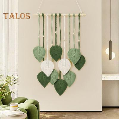 Tapeçaria de Macramê de Folhas Ornamento de Parede Boêmio Feito à Mão Decoração de Casa em Macramê para Sala de Estar Quarto Corredor