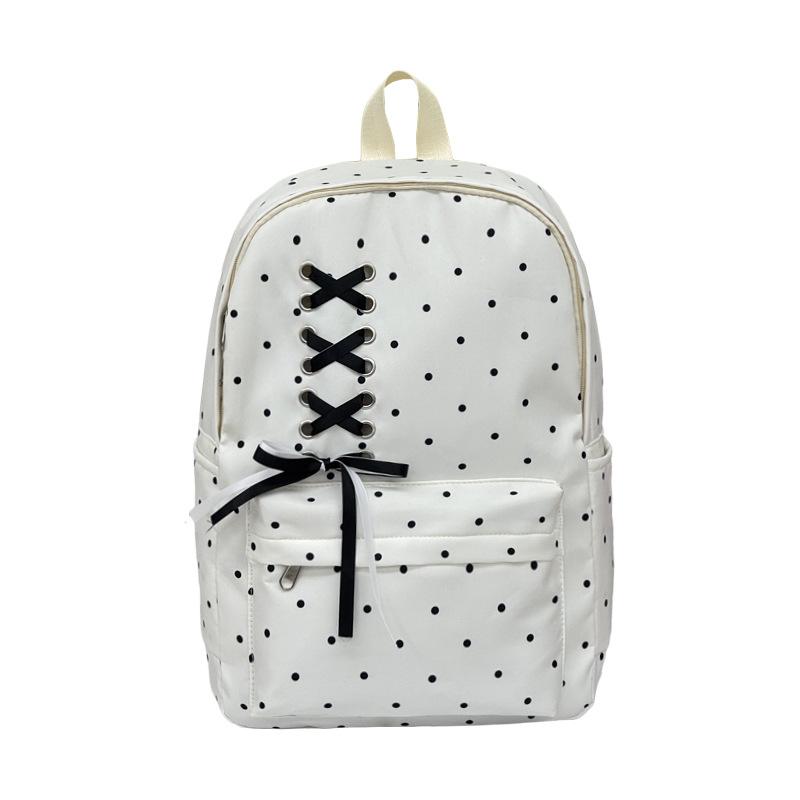 Schoolbag backpack atmosphere new casual bow design polka dot girls backpack high school students large capacity school bag
