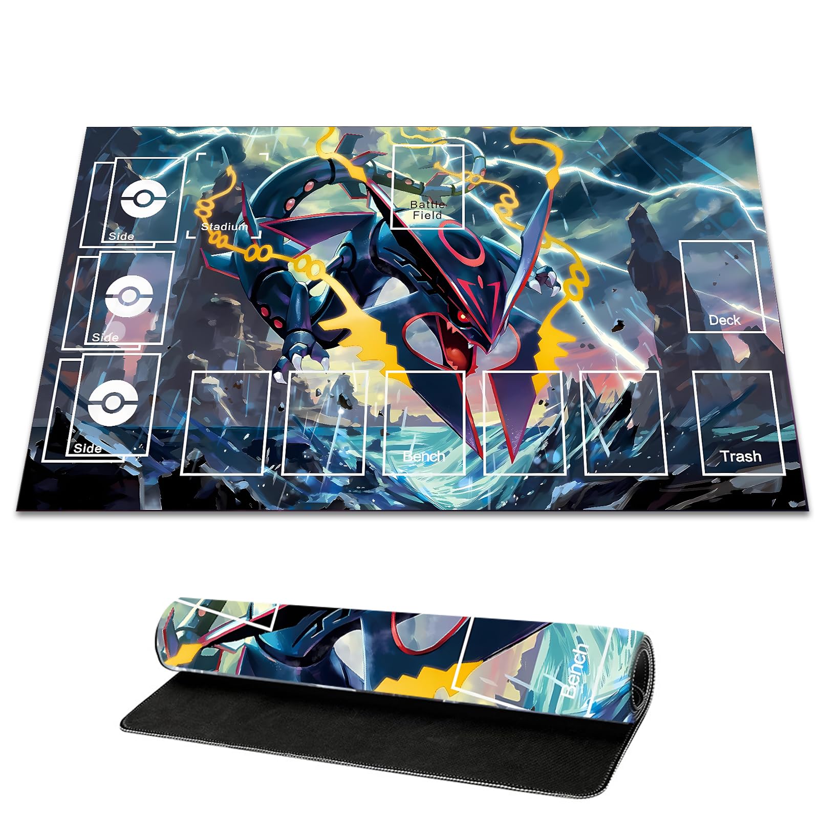 

Playmat for card rubber easy to turn easy to roll waterproof storage bag for one person games, non-slip mat, over, cute, battlefield, up, 6035cm,