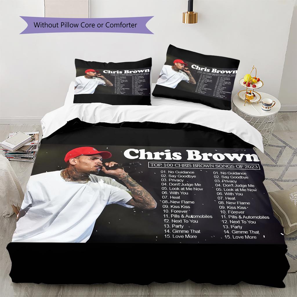Chris Brown Pattern Bedding Home Decoration Birthday Gift (1 * duvet cover + 2 * pillowcase, without core)