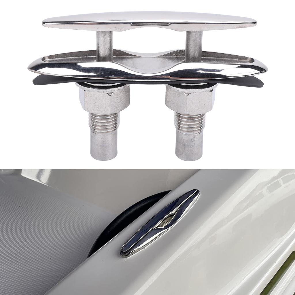 6 Inch Pull Up Cleat 316 Stainless Steel Flush Mount Retractable Boat Cleat Heavy Duty Marine Dock Cleat for RV Yacht