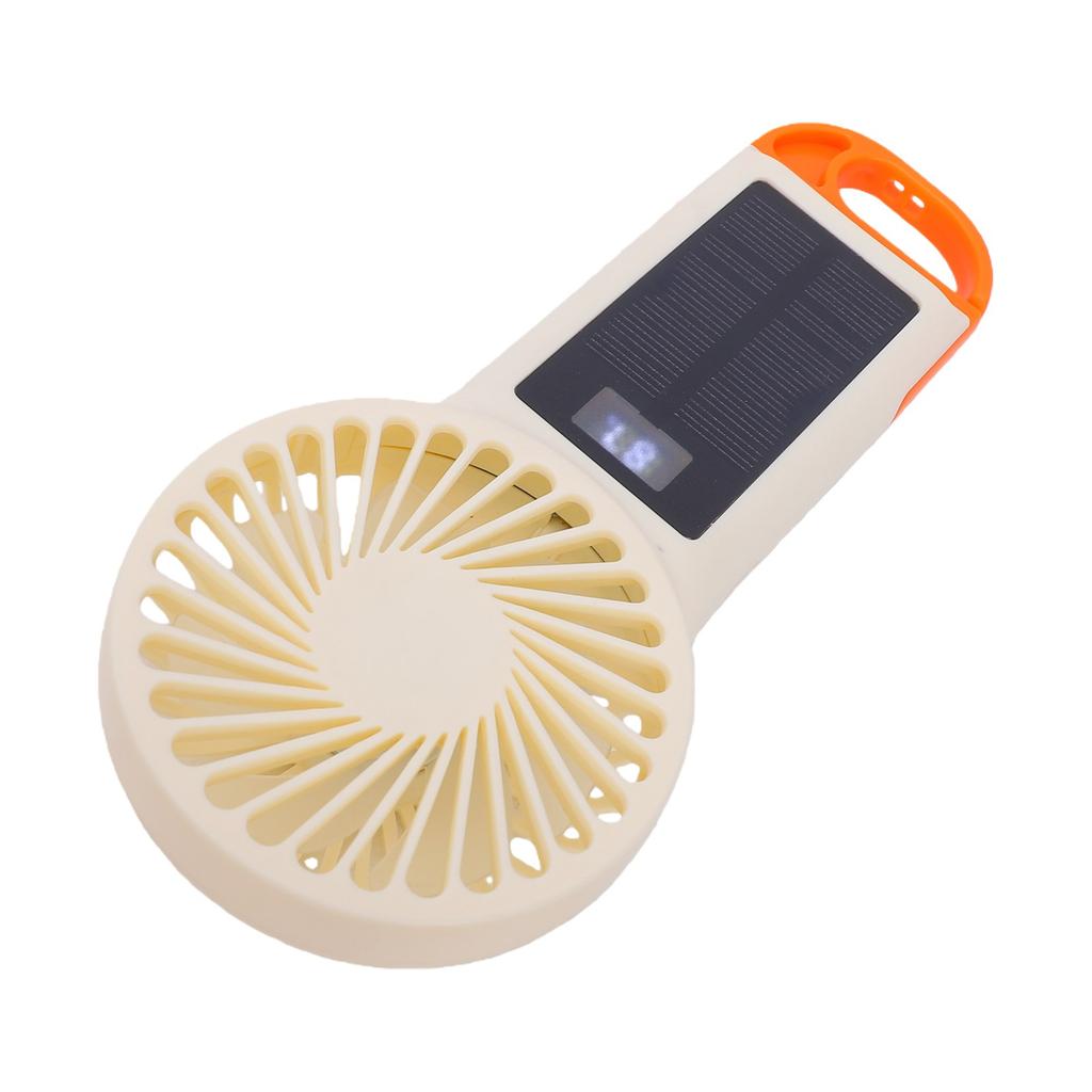 Portable Handheld Fan Solar Powered USB Rechargeable Mini Quiet Hand Fan with LED Light Digital Display for Outdoor
