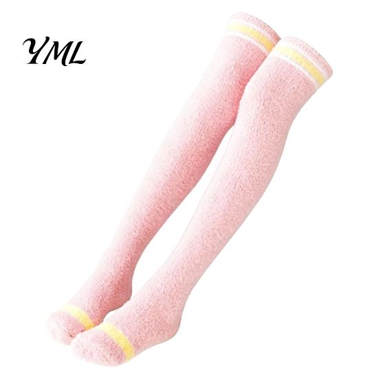 Cozy Fleece Socks 1 Pair Women Thigh High for Winter, Thickened Coral Leg Long Stockings Warmer Stockings, Fluffy Warm Over Knee Boot Girls