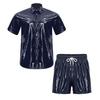 S-3XL Men Waterproof Training Outfit Short Sleeve Front Button Collared T-Shirt and Elastic Waistband Built-in Boxer Briefs for Wrestling Swim Gym
