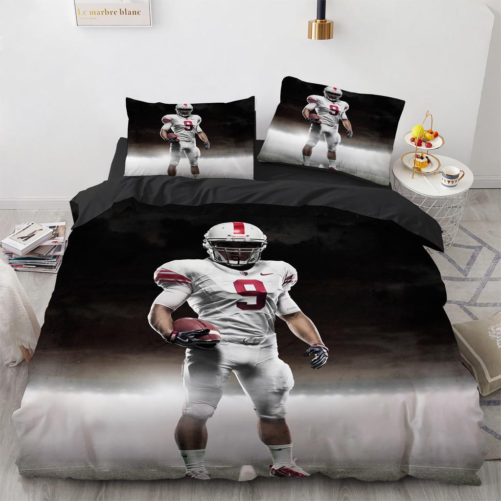 3D Print Rugby Sports Duvet Cover Set, American Football Bedding Set Queen Fashion 3pcs Comforter Microfiber Quilt Cover Double