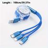 3 i 1 uttrekkbar USB Type C Micro USB-ladekabel for mobiltelefonladerkabel 1m hurtigladekabel