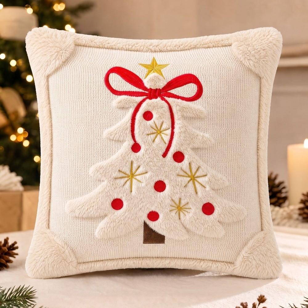 Plush Fabric Christmas Throw Pillow Cover Decorative Pillow Cover  Sofa Bed Decoration