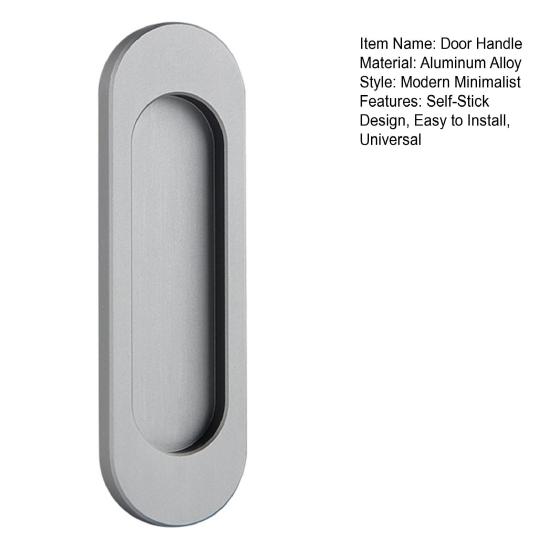 Self-Stick Oval Sliding Door Pull Aluminum Alloy Instant Stick-on Door Handle Sliding Barn Doors Windows Cabinets Hidden Recessed Pull Handle
