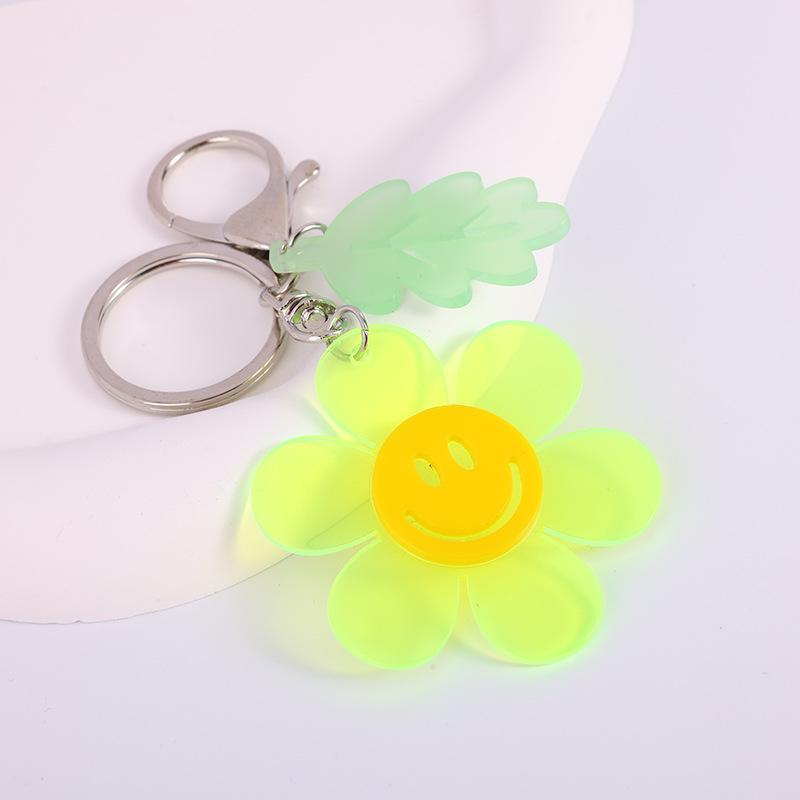 Acrylic Sun Smiley Flower Key Ring Pendant Accessories Japanese And Korean Bag Decoration Pendant Keychain неоновый жёлтый