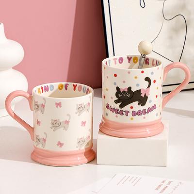 Ceramic Mug Cute Style Children's Milk Cup Illustration Dopamine Cup Birthday Best Friend Gift Couple Water Cup