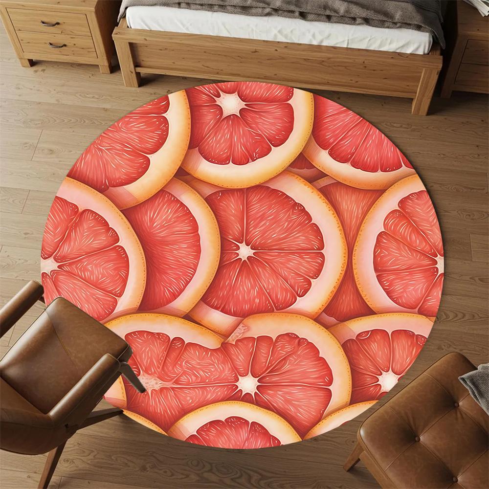 1pc Grapefruit slices Round Chair mat Area Rug - Non-Slip, Floor Mat for Office, Bedroom, and Indoor Decor c1125848