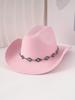 Premium Versatile Turquoise Chain Hat Fashion Casual Retro Top Hat Hat Cowboy Hat