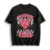 Valentinstags-Vibes Retro Herz Karomuster Lässiges Oberteil Reines Baumwoll-T-Shirt