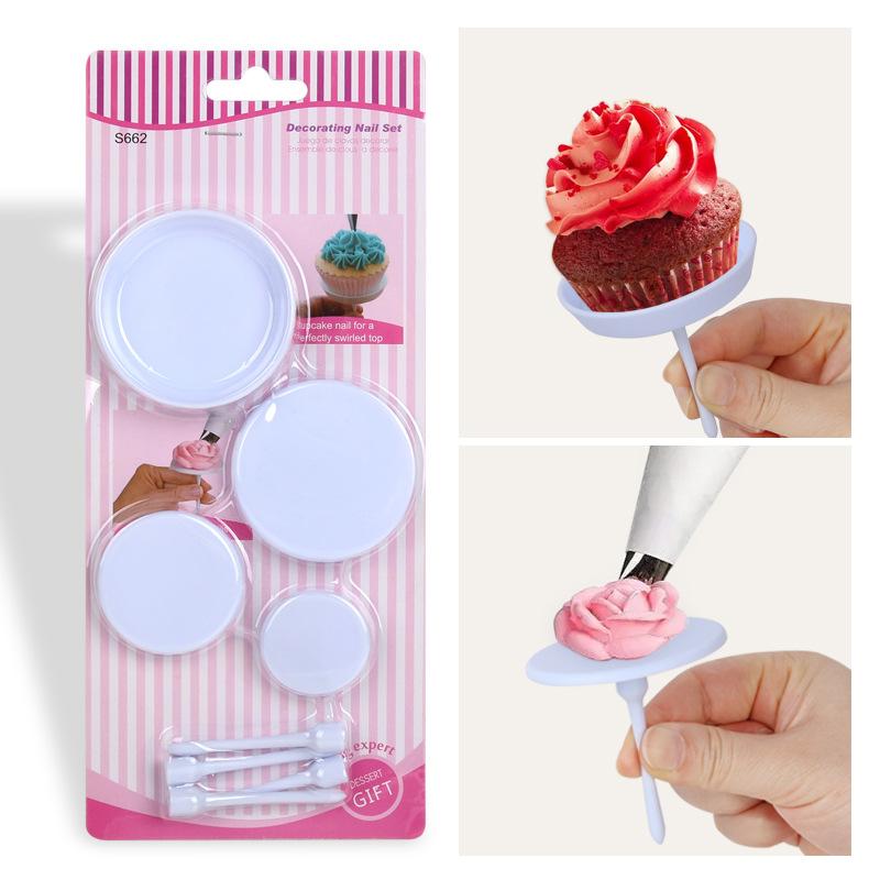 Baking Tools: 4 Pieces Plastic Cake Piping Nails Cake Piping Trays Detachable Cake Piping Trays
