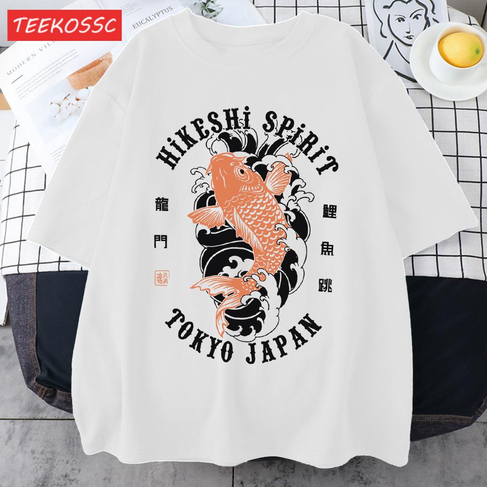 Hikeshi Spirit Tokyo Japan Print Tee Shirts For Man Cotton ONeck T Shirt Sport AllMatch Top Summer Male New Loose Short Sleeve