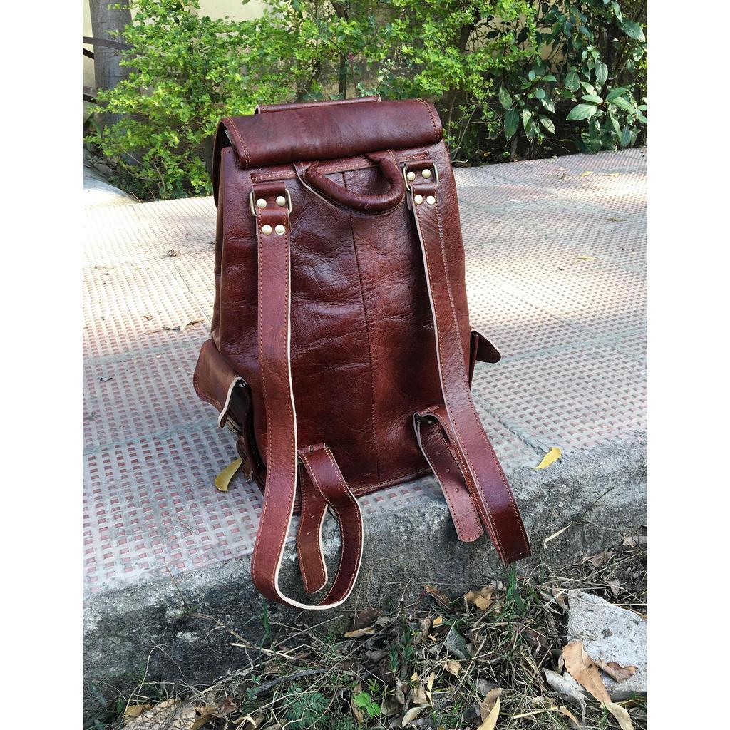 El yapımı Deri Sırt Çantası Dizüstü Sırt Çantası Erkek Kadın Vintage Kahverengi Seyahat Çantası