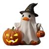 Halloween Witch Ghost Figurine with Candy Corn Pumpkin Decor Ghost Duck Halloween Resin Statue Halloween Decor