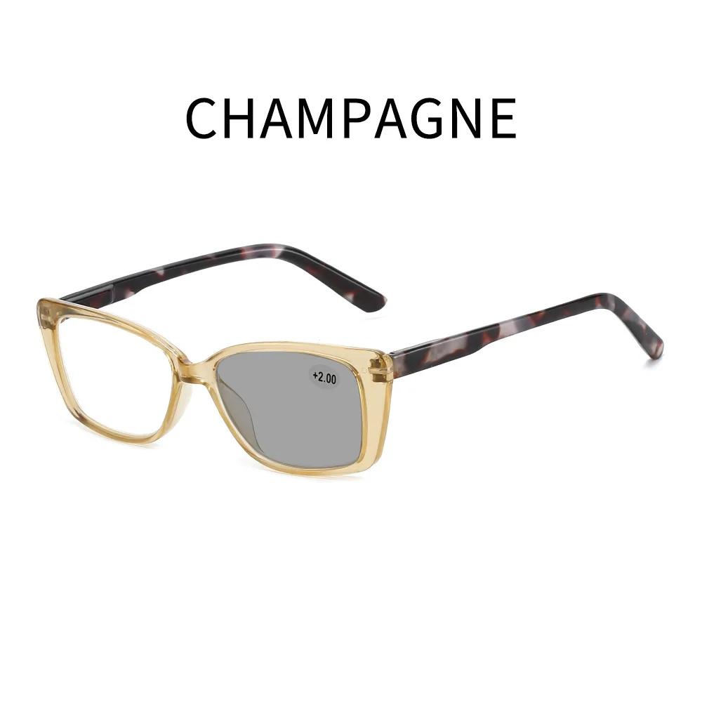 In The Sun Photochromic Reading Glasses New Design Square Anti-Blue Light Color Changing Fas Sight Eyeglasses Diopter 0 To +4.0