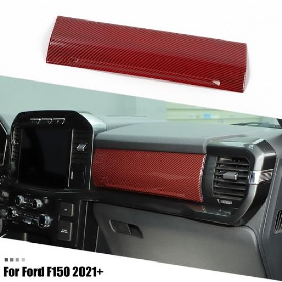 Center Console Co-pilot Storage Box Panel Cover Trim For Ford F150 21+Red Carbon