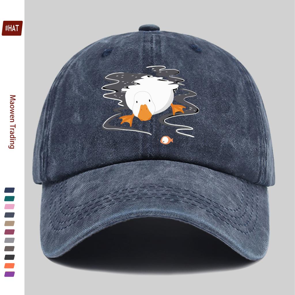 pc Swimming Duck Print Baseball Cap Home Decor Hat Cute Casual Printed Papa Cap Adjustable Strap MultiColor Optional Truck