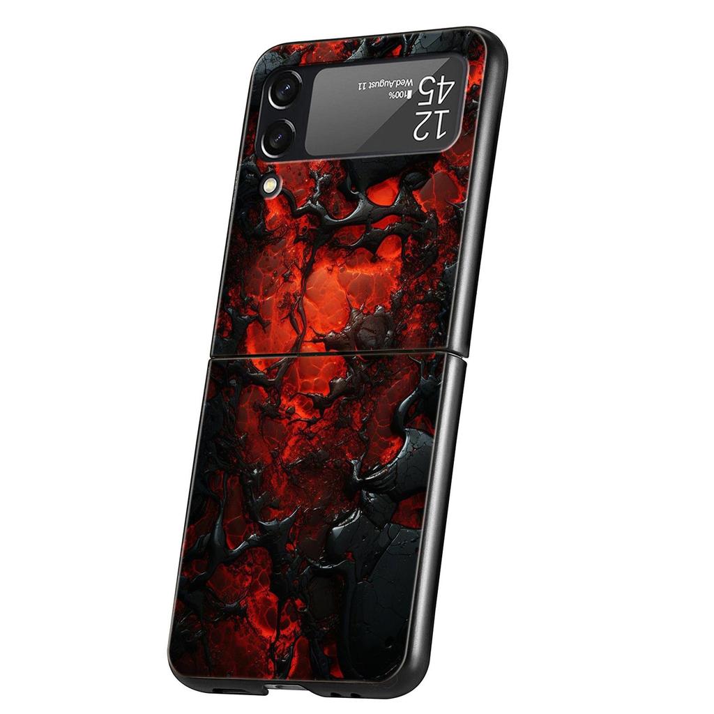 Black Red Ripple Art Hard PC Phone Case For Samsung Galaxy Z Flip 7 6 5 4 Black Cover For Galaxy Z Flip 3 Foldable Fundas Shell