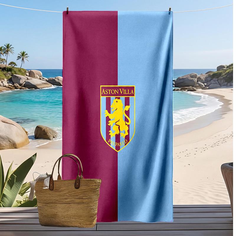 Asciugamano da Spiaggia con Stampa Calcio Aston Villa, Asciugamano Grande Morbido ad Asciugatura Rapida per Spiaggia Campeggio Nuoto