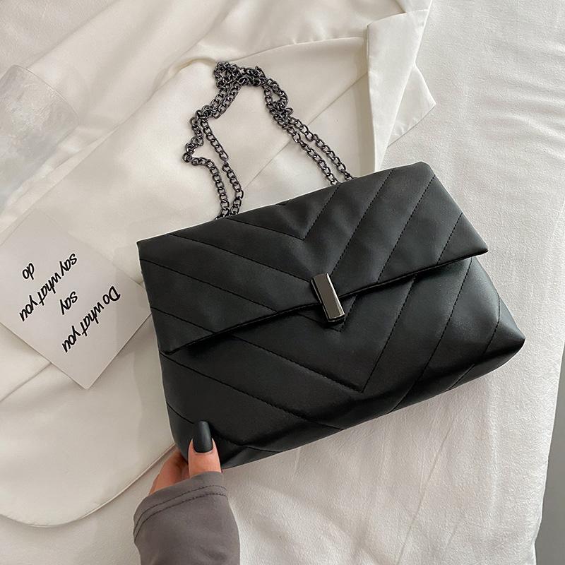 

Модные сумки на цепочке с ремешком через плечо для женщин, повседневная сумка через плечо с нитками и замком, женские сумки и кошельки 27x19x8cm