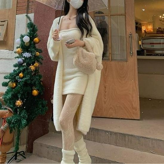 2024 Tea-Themed Fashionable Women's Knitted Sweater Cardigan - Early Autumn, Round Neck, High-End Style.