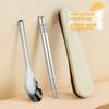 Shihua 304 Stainless Steel Chopsticks And Spoon Portable Cutlery Set, Student Portable Chopsticks And Spoon Storage Box Three-Piece Set