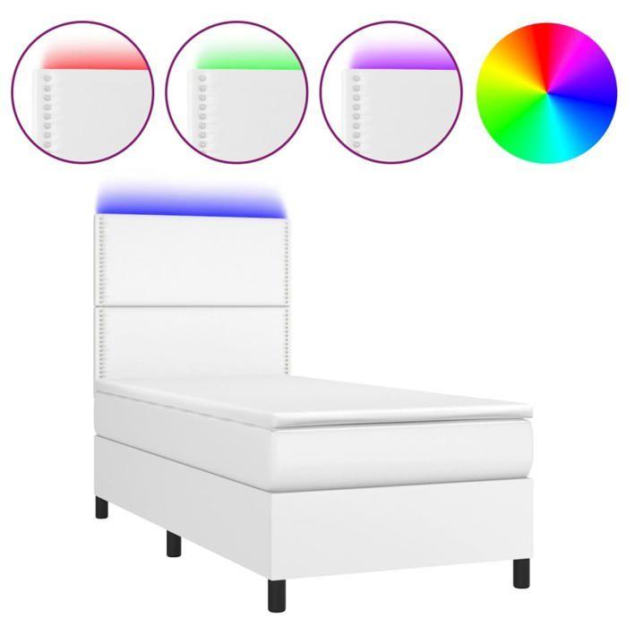 VidaXL Slat Bed Base with Mattress and LED, Upholstered Bed, Single Bed, Adult Bed for Interior Bedroom, 3135850