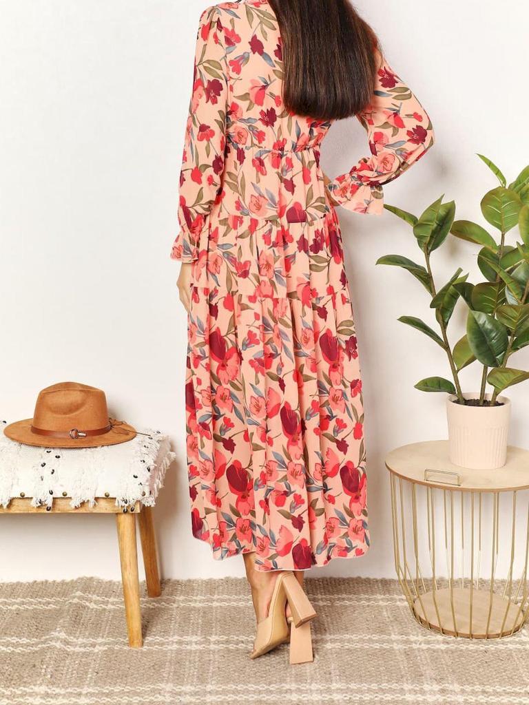 2025 Women's Fashion Long Sleeve Evening Dress - European & American Print Design