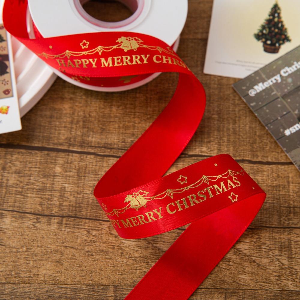 2.5CM Christmas Decor Ribbon Printed Design 25Y Length Polyester Ribbon Polyester Material DIY Gift Packing Home Decor