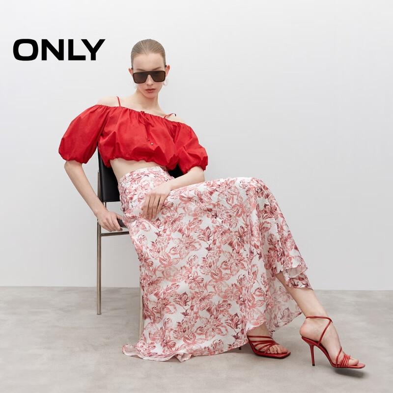 ONLY Women s High-Waist Printed A-line Midi Skirt XS