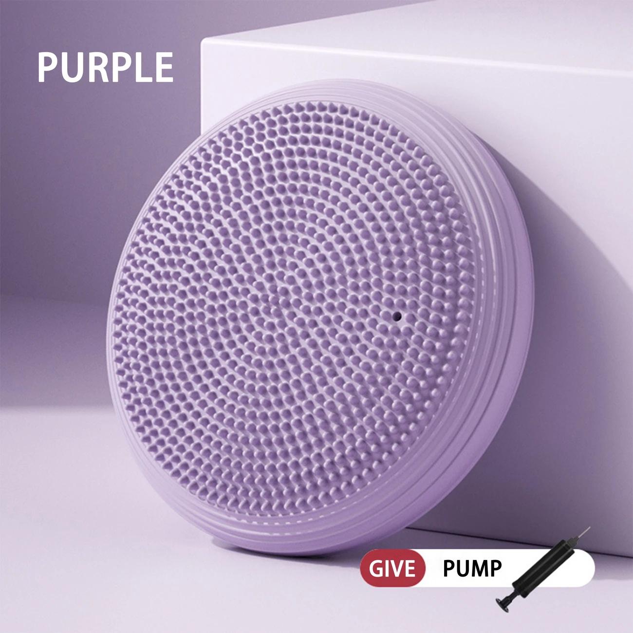 

Набор из 2 предметов Надувной тренажер для кора Набор подушек для баланса для йоги из ПВХ-материала для йоги, пилатеса и тренировки баланса Pad+Pump фиолетовый