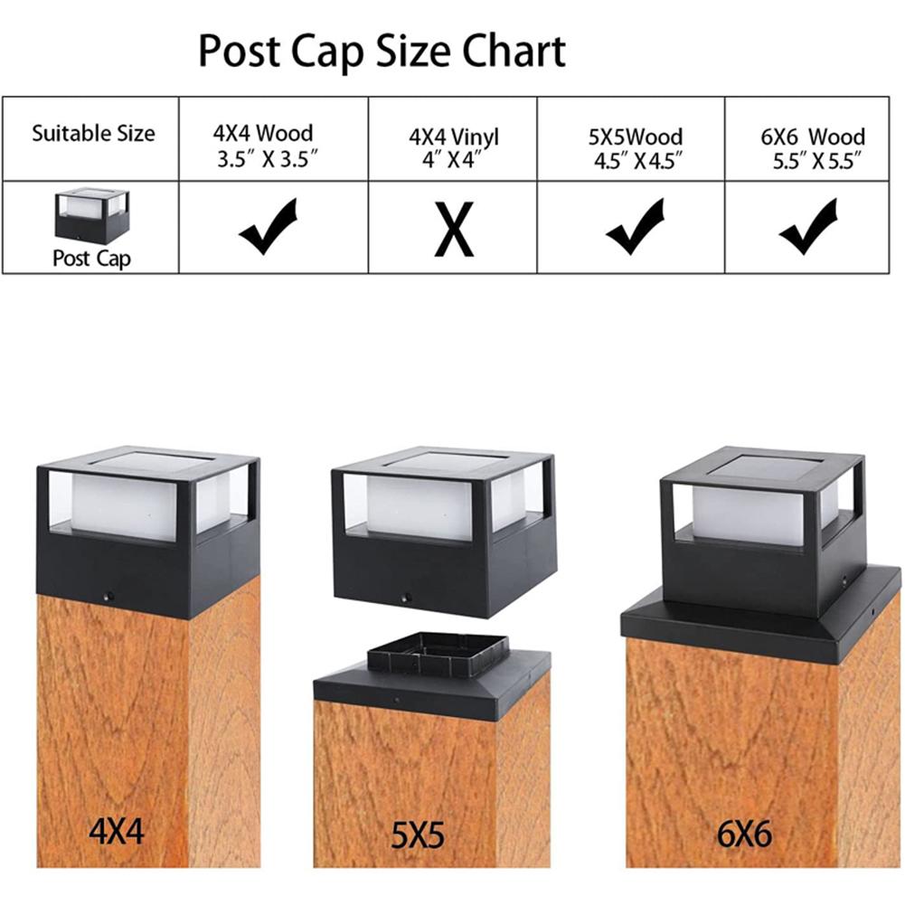 Solar Powered Post Light IP54 Waterproof Outdoor Column Patio Fence Light For Garden Decoration Courtyard Pathway Solar Lamp