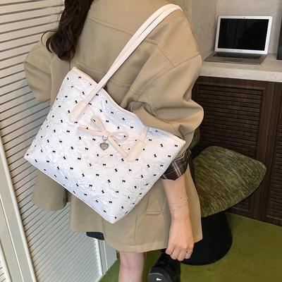 Women's Solid Color Bow Crossbody Bag - Large Capacity, Lightweight, Versatile Shoulder Bag for Commuting