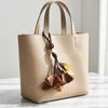Yousheng Bag Pendant Imitation Leather Rose Petal Design Keychain Charm with Long Tassel Lightweight Tote Bag