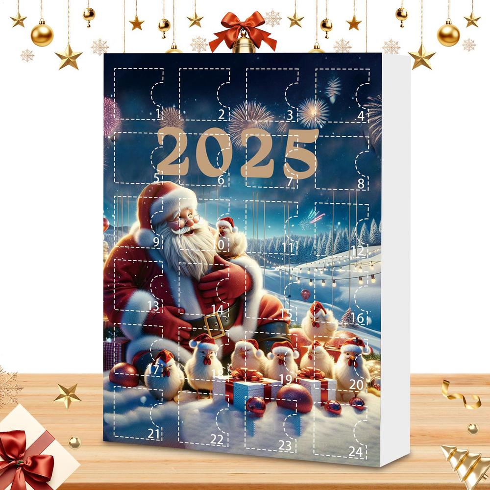 Christmas Tree Ornaments 24 Days Festive Countdown Calendar 2025 2D Acrylic Cute Chick Pendants Animal Charm For Christmas Tree