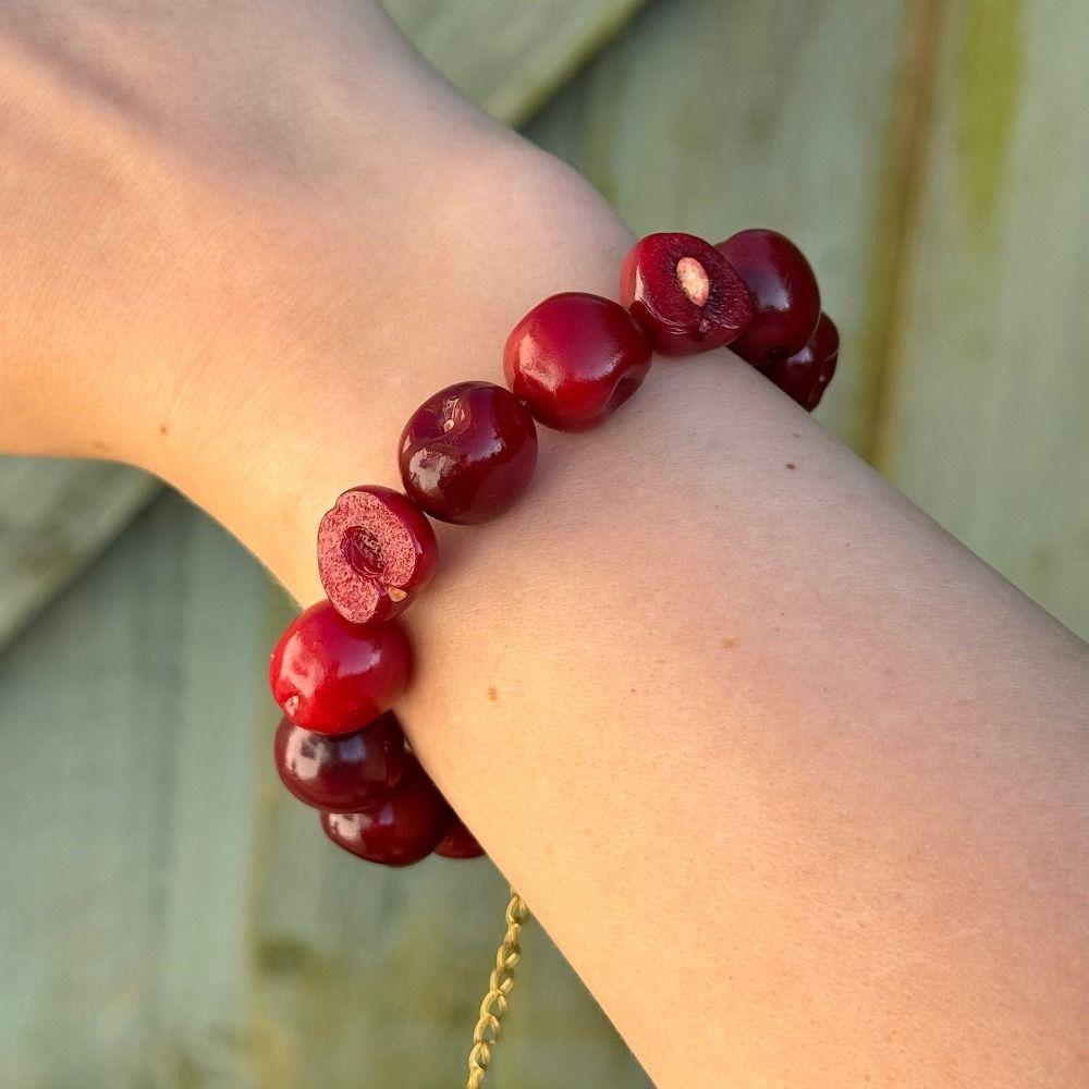 Fashion Resin Simulation Fruit Bracelet Beaded Elastic Rope Beads Bracelet Multi-color Y2K Summer Bohemian Jewelry Party