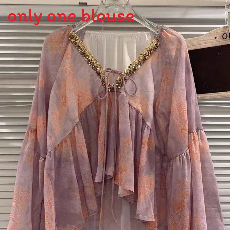 Sommer Chiffonbluse mit 3D-Druck und V-Ausschnitt für Damen