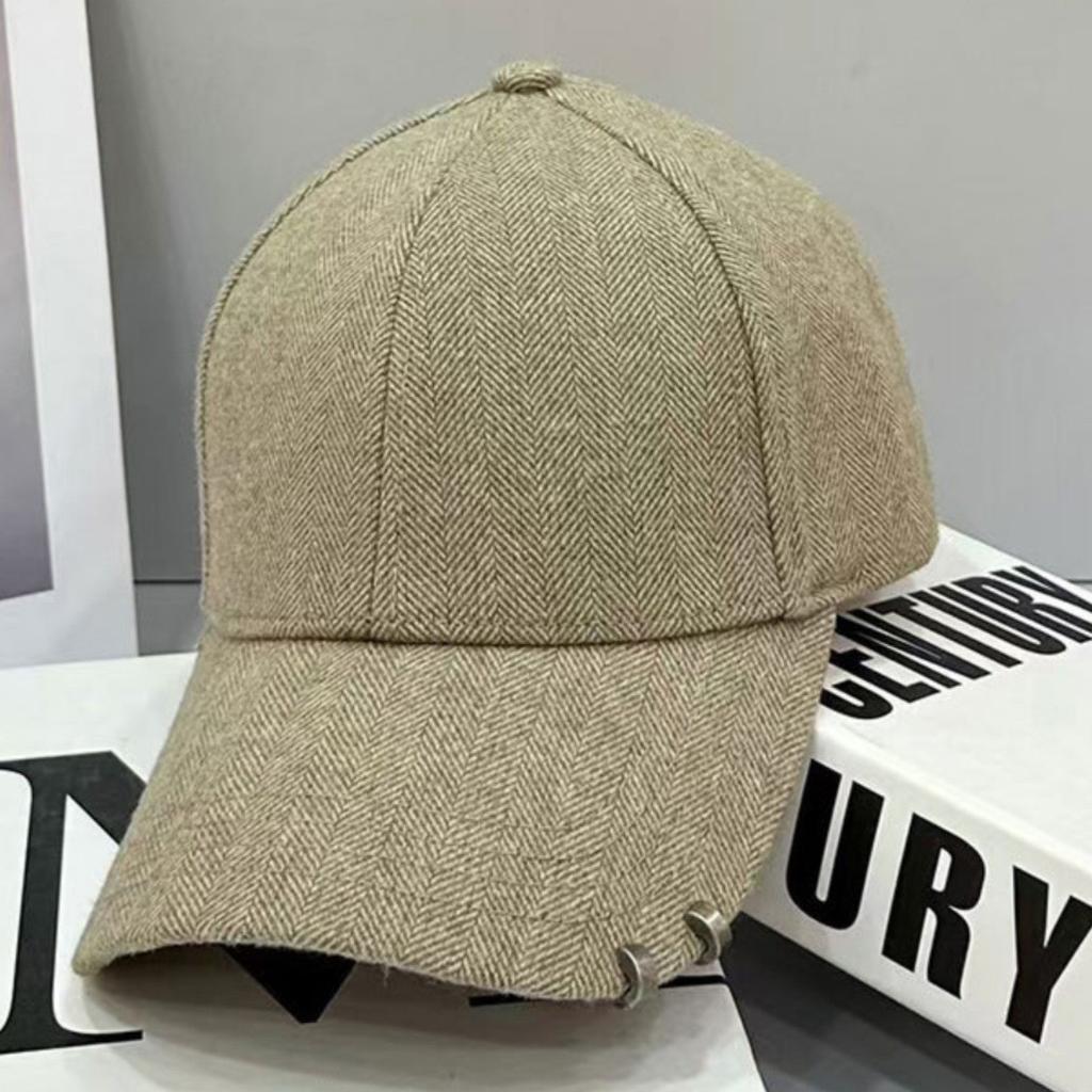 Autumn and Winter Warm and Slim Woolen Hard top Iron Ring Buckle Baseball Hat for Women Casual Versatile Woolen Couple Peaked Hat Trendy