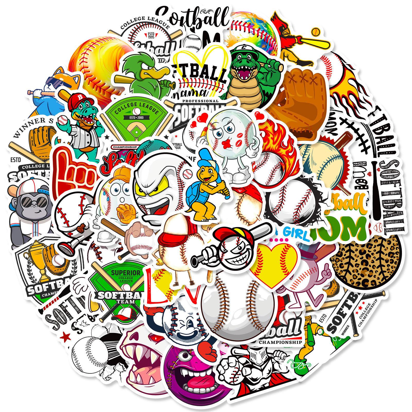 

50 Baseball Softball Nordic Style Independent Personality DIY Decorative Stickers Waterproof Gum Stickers