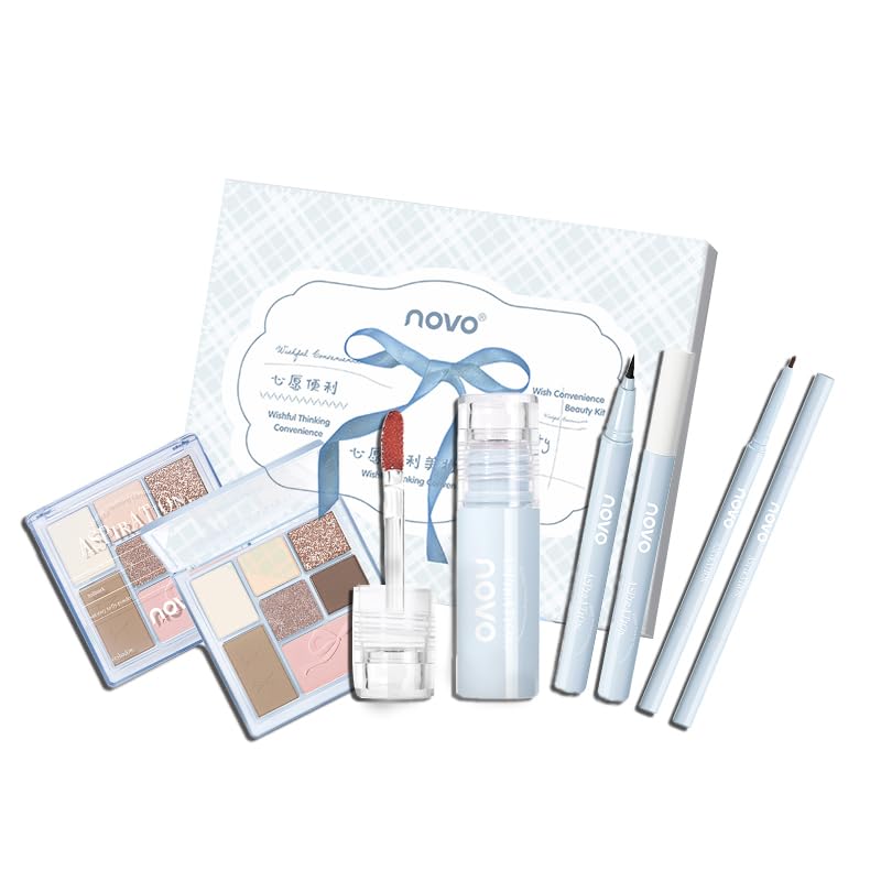 Novo Official Makeup Set Cosmetics Beginner High School Student Gift Portable Travel Present Light Blue